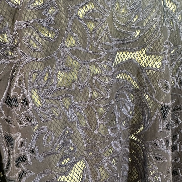 Anthropologie Elevenses Navy Blue Sheer Lace Bomber Jacket Cottagecore - Picture 6 of 11